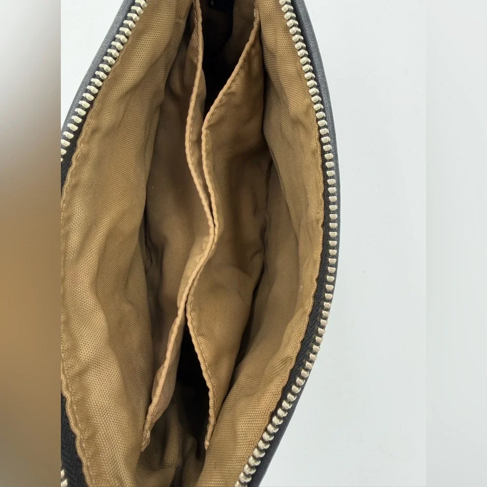 Coach Black Leather Cosmetic Case w Hangtag Embossed Logo EUC